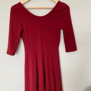 Express Small Red Skater Sleeved Dress